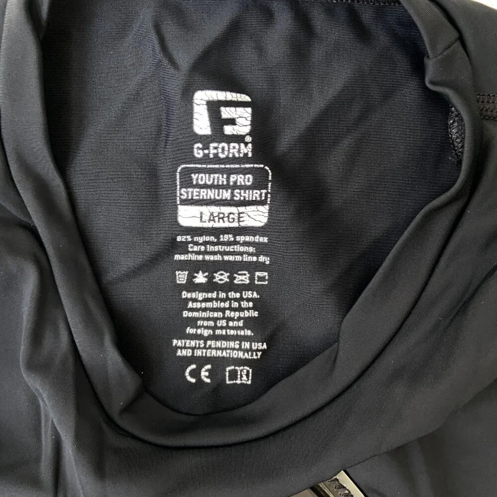 G-Form Youth Size Large Pro Sternum Shirt Black Chest Protection Sleeveless